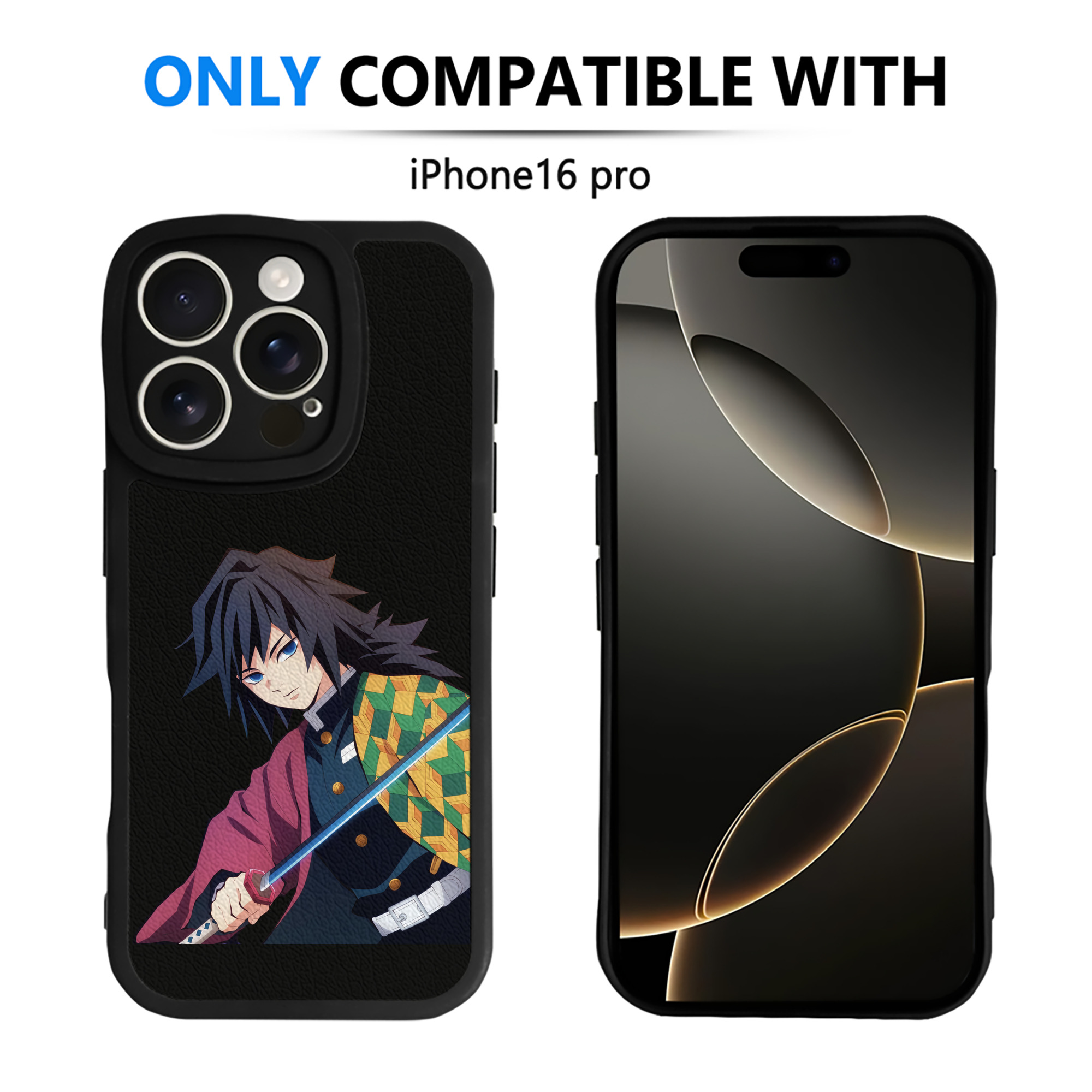（画像用） 鬼滅の刃（きめつのやいば）水柱-冨岡 義勇／とみおか ぎゆう Tomioka Giyuu 【iPhone 16シリーズ対応】シリコンスマホケース（レザー調） 材質：シリコン
